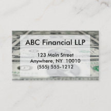 Blatt zwei der Dollarschein-Visitenkarte