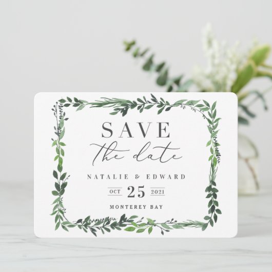 BlattAquarellbild Save the Date (Stehend Vorderseite)