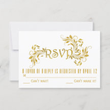 Blattblättrige Goldfolie Hochzeit RSVP Reaktion