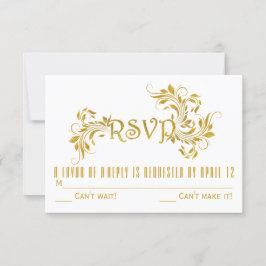 Blattblättrige Goldfolie Hochzeit RSVP Reaktion Einladung