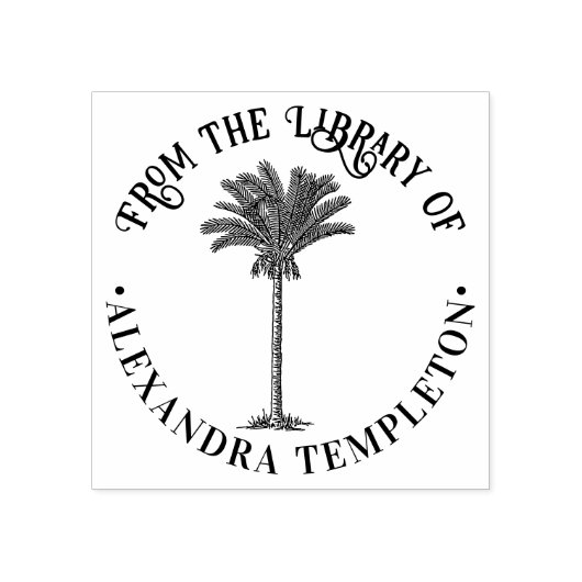 Blattdatum Palm Tree Bibliotheksname Gummistempel (Prägung)