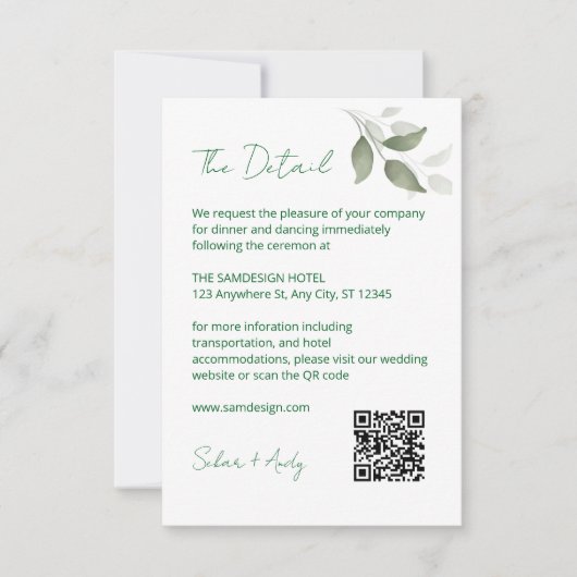 Blattdetailcode RSVP Karte (Vorderseite)