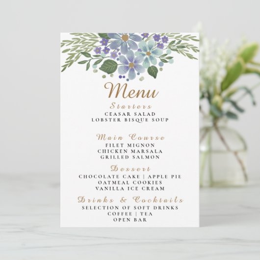 Blätter 08d Wedding Menu Menükarte (Stehend Vorderseite)