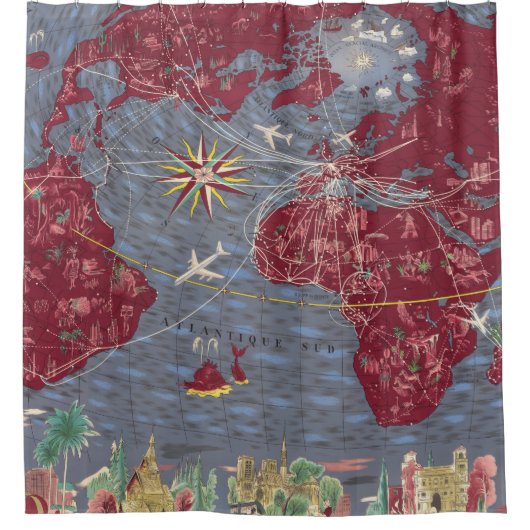 Blätter 1-8: Air France Duschvorhang (Vorderseite)