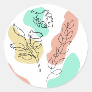 Blätter abstraktes Blumendesign Runder Aufkleber