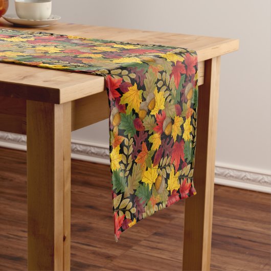 Blätter Acorns Fall Watercolor Cloud Table Runner Kurzer Tischläufer (Beispiel)