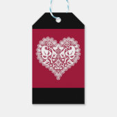 Blätter am roten Spitzen Blumenkohl Valentinstag Geschenkanhänger (Rückseite)