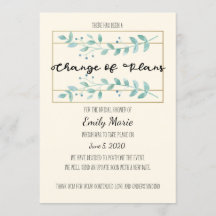 Blätter Änderung der Pläne Brautparty-Karte