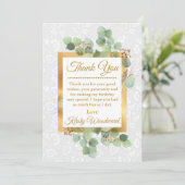 Blätter Aquarell Goldfilm Glitzer Geburtstag Dankeskarte (Stehend Vorderseite)