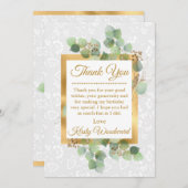 Blätter Aquarell Goldfilm Glitzer Geburtstag Dankeskarte (Vorne/Hinten)