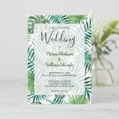 Blätter Aquarell Tropische Palmen Save The Date (Stehend Vorderseite)