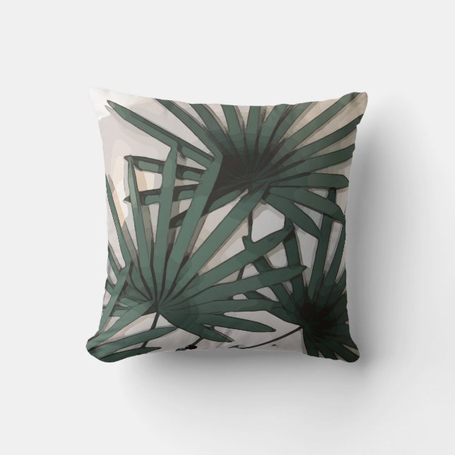 Blätter Aquarell, zweiseitig dunkelgrün und grau Kissen (Vorderseite)