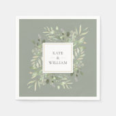 Blätter Aquarellgrün zeigen Grün Serviette (Vorderseite)