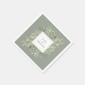 Blätter Aquarellgrün zeigen Grün Serviette (Ecke)