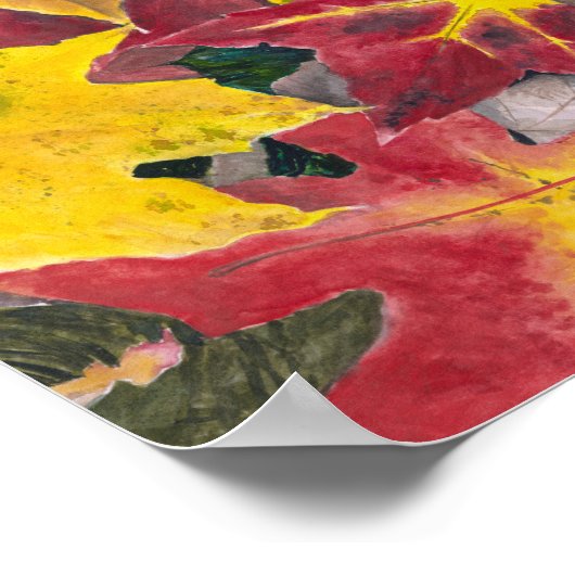 Blätter Aquarellkunst Print Poster (Ecke)