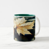 Blätter auf dem Fluss Zweifarbige Tasse (VorderseiteRechts)