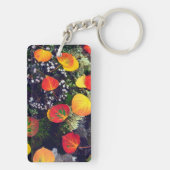 Blätter auf einem Flechten-Felsen, Felsgebirge Schlüsselanhänger (Rückseite)