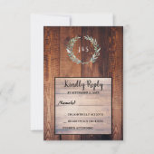 Blätter auf Foto aus Stallholz Hochzeitsfeier RSVP Einladung (Vorderseite)
