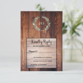Blätter auf Foto aus Stallholz Hochzeitsfeier RSVP Einladung (Stehend Vorderseite)
