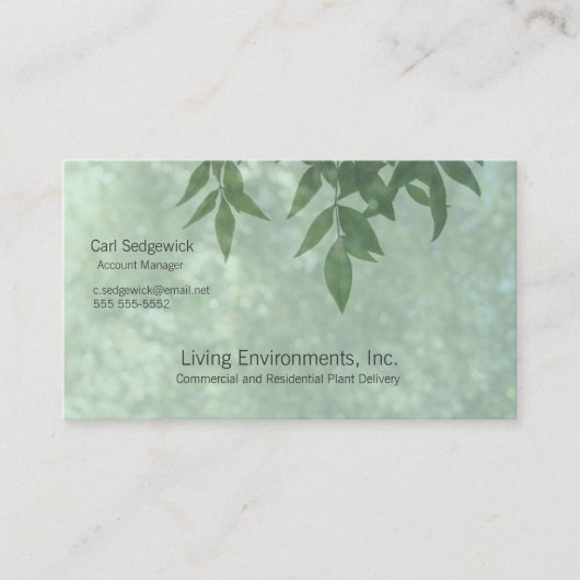 Blätter auf grün visitenkarte (Vorderseite)