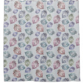 Blätter auf hellgrauem Hintergrund öffnen Duschvorhang (Vorderseite)