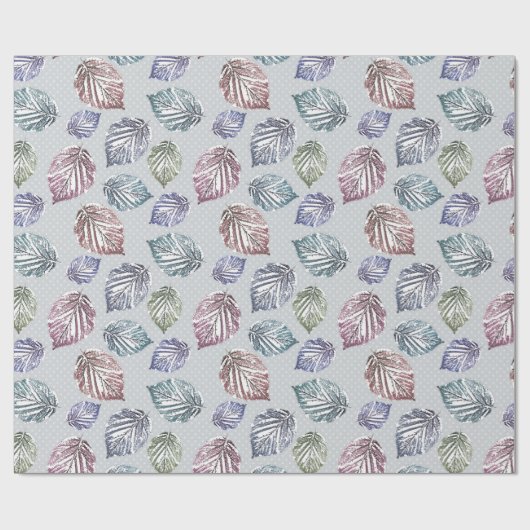 Blätter auf hellgrauem Hintergrund öffnen Geschenkpapier (Flach)