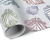 Blätter auf hellgrauem Hintergrund öffnen Geschenkpapier (Rolleneckpunkt)