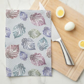 Blätter auf hellgrauem Hintergrund öffnen Geschirrtuch (Viertel Falte)