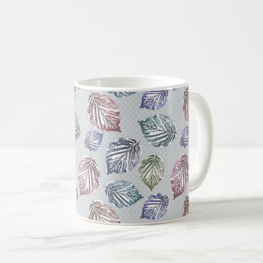 Blätter auf hellgrauem Hintergrund öffnen Kaffeetasse (VorderseiteRechts)