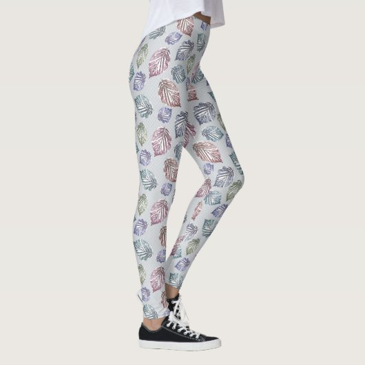 Blätter auf hellgrauem Hintergrund öffnen Leggings (Rechts)