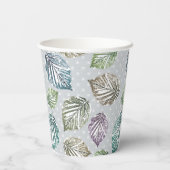 Blätter auf hellgrauem Hintergrund öffnen Pappbecher (Rückseite)