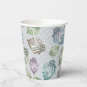 Blätter auf hellgrauem Hintergrund öffnen Pappbecher (Links)