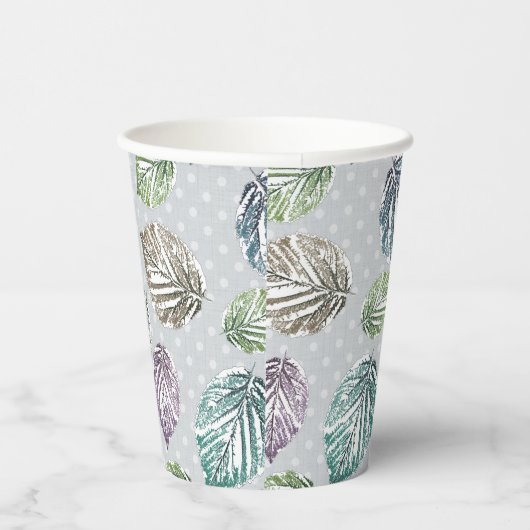 Blätter auf hellgrauem Hintergrund öffnen Pappbecher (Rechts)