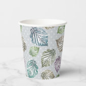 Blätter auf hellgrauem Hintergrund öffnen Pappbecher (Vorderseite)