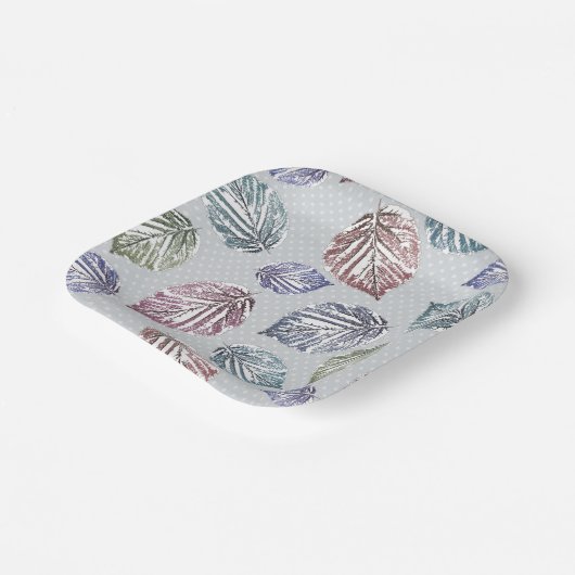 Blätter auf hellgrauem Hintergrund öffnen Pappteller (Gewinkelt)