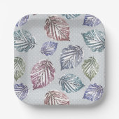 Blätter auf hellgrauem Hintergrund öffnen Pappteller (Vorderseite)