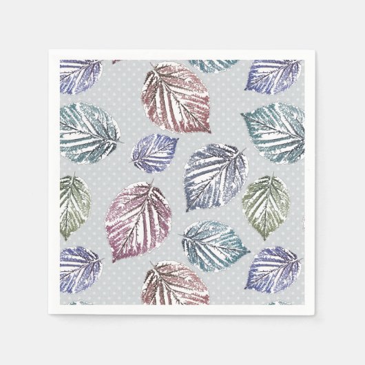 Blätter auf hellgrauem Hintergrund öffnen Serviette (Vorderseite)