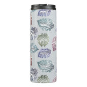 Blätter auf hellgrauem Hintergrund öffnen Thermosbecher (Rückseite)