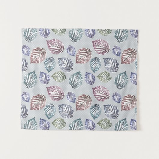 Blätter auf hellgrauem Hintergrund öffnen Wandteppich (Vorderseite (Horizontal))