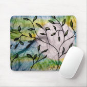 Blätter auf Pergament mit Watercolorhintergrund Mousepad (Mit Mouse)