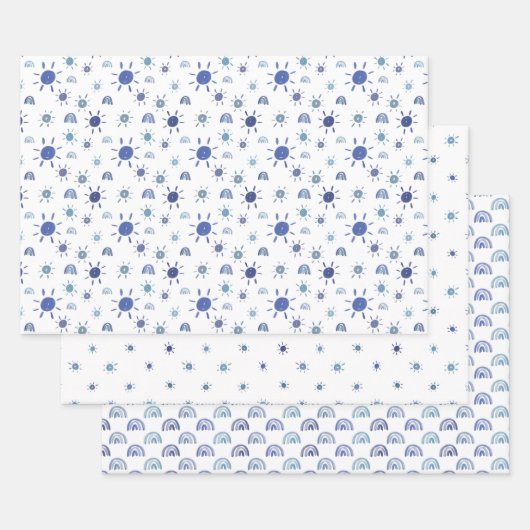 Blätter aus blauem Sonnenschein und Regenbogen (Set)