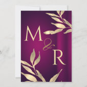 Blätter aus Burgunder Rot und Goldfolie Einladung (Rückseite)