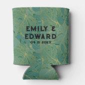 Blätter aus der grünen und goldenen Palme Dosenkühler (Rückseite)