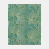 Blätter aus der grünen und goldenen Palme Fleecedecke (Vorderseite)