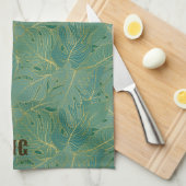 Blätter aus der grünen und goldenen Palme Geschirrtuch (Viertel Falte)