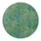 Blätter aus der grünen und goldenen Palme Keramikknauf (Vorderseite)