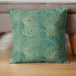 Blätter aus der grünen und goldenen Palme Kissen