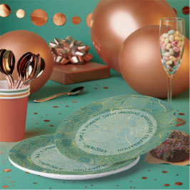 Blätter aus der grünen und goldenen Palme Pappteller