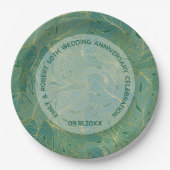 Blätter aus der grünen und goldenen Palme Pappteller (Vorderseite)