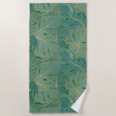 Blätter aus der grünen und goldenen Palme Strandtuch (Vorderseite)